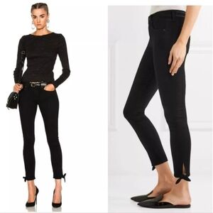 rag & bone Black Cropped Skinny Jeans with Ankle Bows